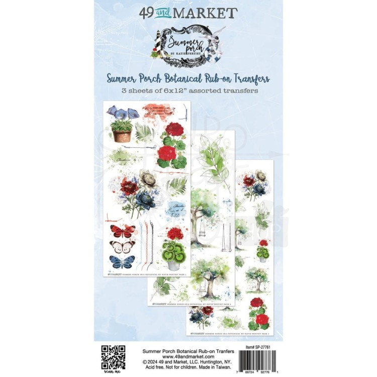 Rub-On Transfer 15x30 Summer Porch Botanical 3 arkusze SP-27761 49 and Market