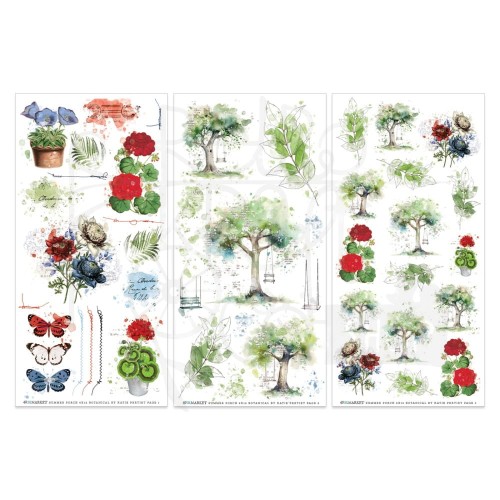 Rub-On Transfer 15x30 Summer Porch Botanical 3 arkusze SP-27761 49 and Market