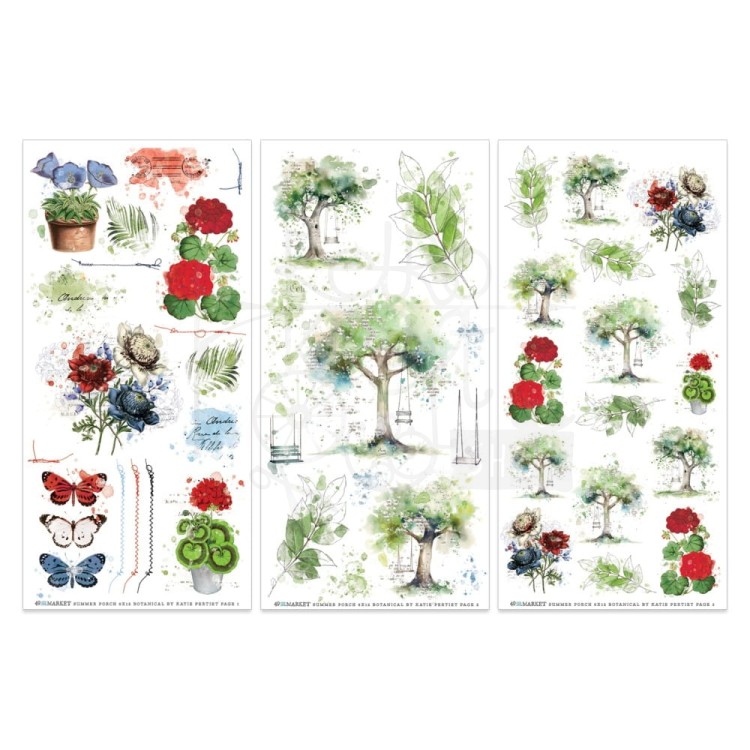 Rub-On Transfer 15x30 Summer Porch Botanical 3 arkusze SP-27761 49 and Market