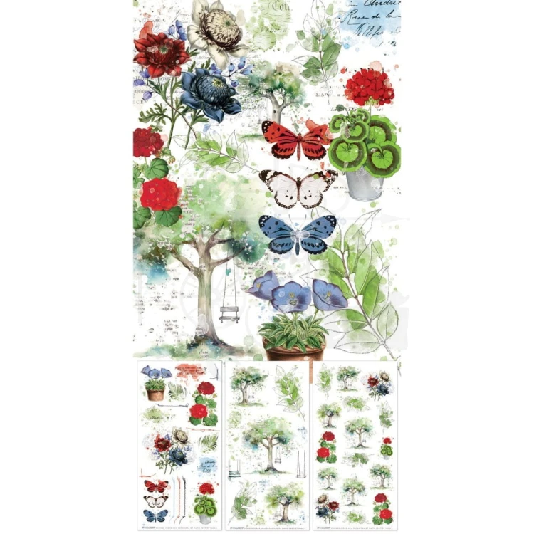 Rub-On Transfer 15x30 Summer Porch Botanical 3 arkusze SP-27761 49 and Market