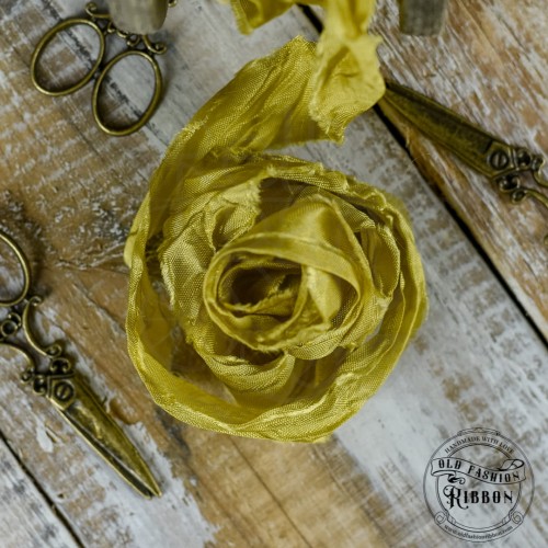 Wstążka gnieciona vintage musztardowy olds-17 Old Fashion Ribbon