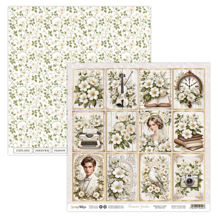 Papier do scrapbookingu 30x30 Romantic Garden 05 ScrapBoys