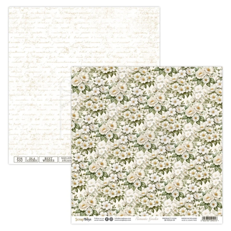 Papier do scrapbookingu 30x30 Romantic Garden 04 ScrapBoys