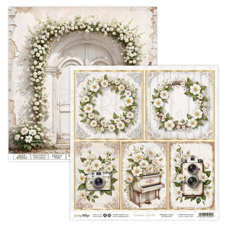 Papier do scrapbookingu 30x30 Romantic Garden 03 ScrapBoys