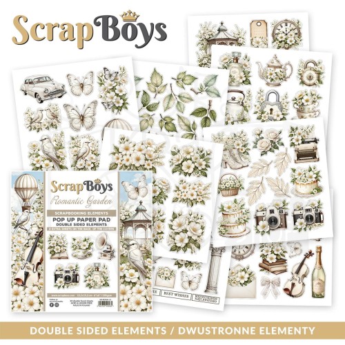 Zestaw papierów 15x15 z elementami do wycięcia Pop-up Romantic Garden 11 ScrapBoys