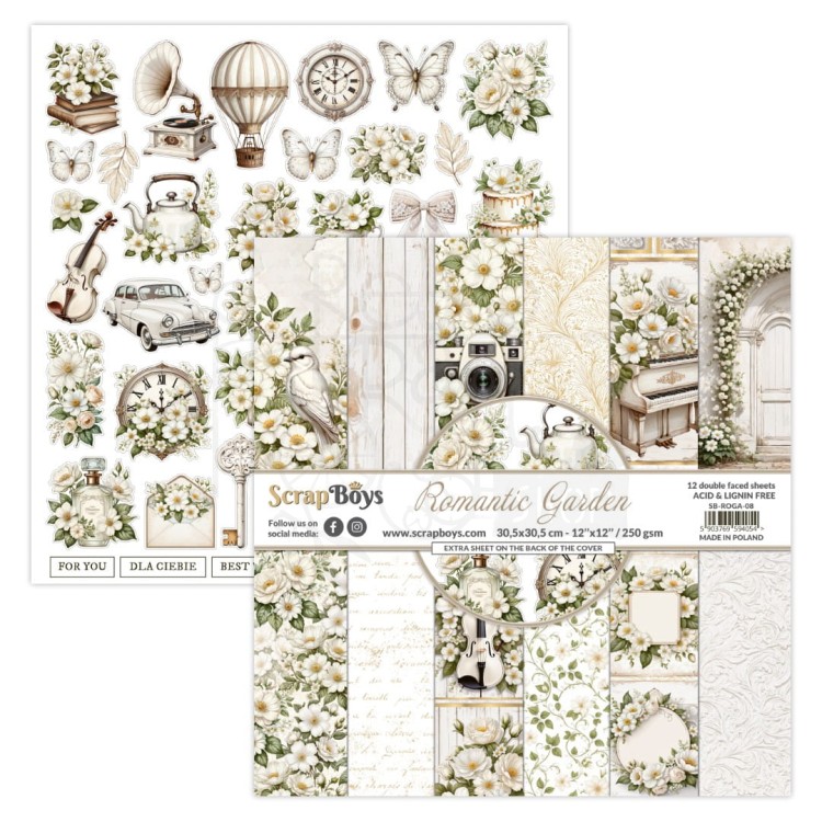 Zestaw papierów do scrapbookingu 30x30 Romantic Garden 08 ScrapBoys