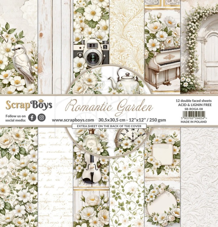 Zestaw papierów do scrapbookingu 30x30 Romantic Garden 08 ScrapBoys