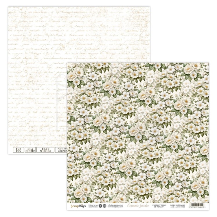 Zestaw papierów do scrapbookingu 30x30 Romantic Garden 08 ScrapBoys