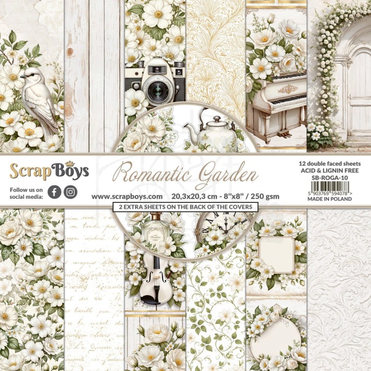 Zestaw papierów do scrapbookingu 20x20 Romantic Garden 10 ScrapBoys