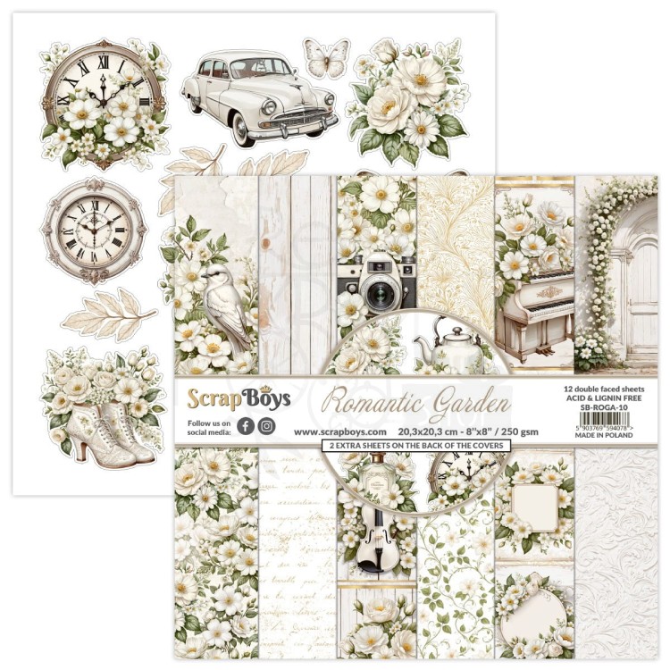 Zestaw papierów do scrapbookingu 20x20 Romantic Garden 10 ScrapBoys