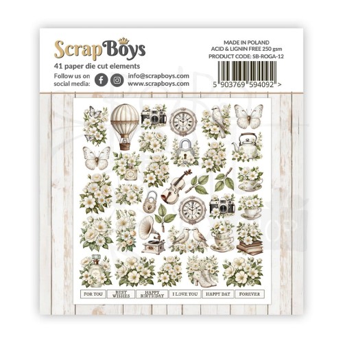 Ozdoby papierowe die-cuts Romantic Garden 12 ScrapBoys