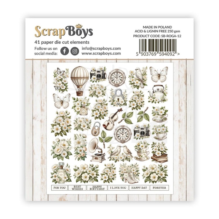 Ozdoby papierowe die-cuts Romantic Garden 12 ScrapBoys
