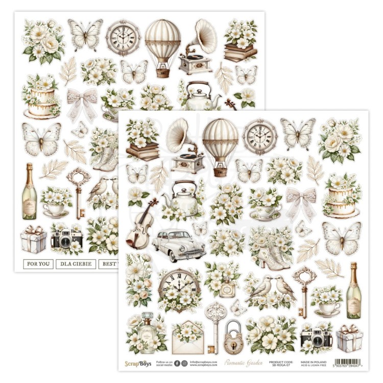 Papier 30x30 elementy do wycięcia Romantic Garden 07 ScrapBoys