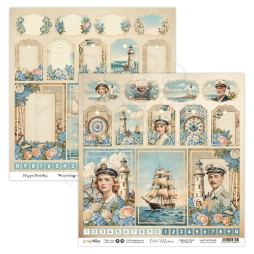 Papier do scrapbookingu 30x30 Old Marina 06 ScrapBoys