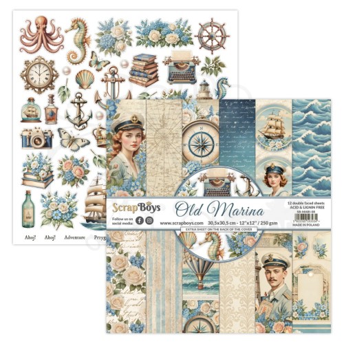 Zestaw papierów do scrapbookingu 30x30 Old Marina 08 ScrapBoys