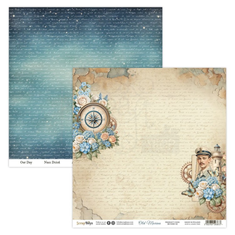 Zestaw papierów do scrapbookingu 30x30 Old Marina 08 ScrapBoys