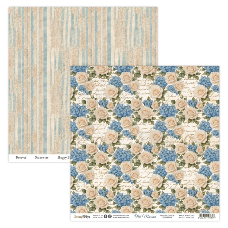 Zestaw papierów do scrapbookingu 30x30 Old Marina 08 ScrapBoys