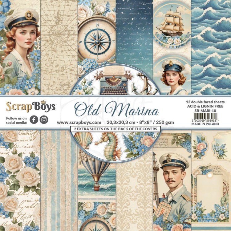 Zestaw papierów do scrapbookingu 20x20 Old Marina 10 ScrapBoys