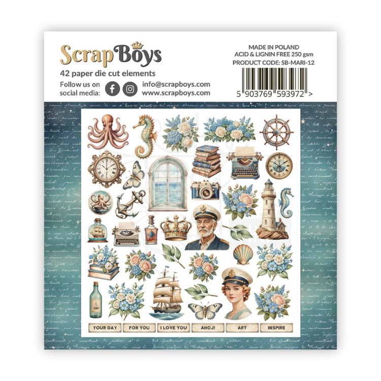Ozdoby papierowe die-cuts Old Marina 12 ScrapBoys