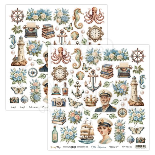 Papier 30x30 elementy do wycięcia Old Marina 07 ScrapBoys