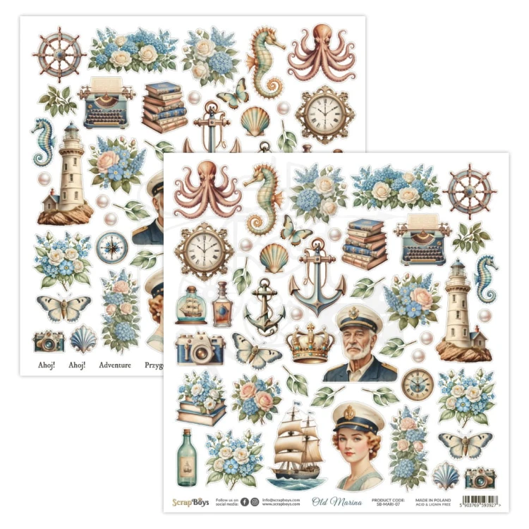 Papier 30x30 elementy do wycięcia Old Marina 07 ScrapBoys