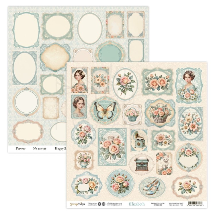 Papier do scrapbookingu 30x30 Elizabeth 06 ScrapBoys