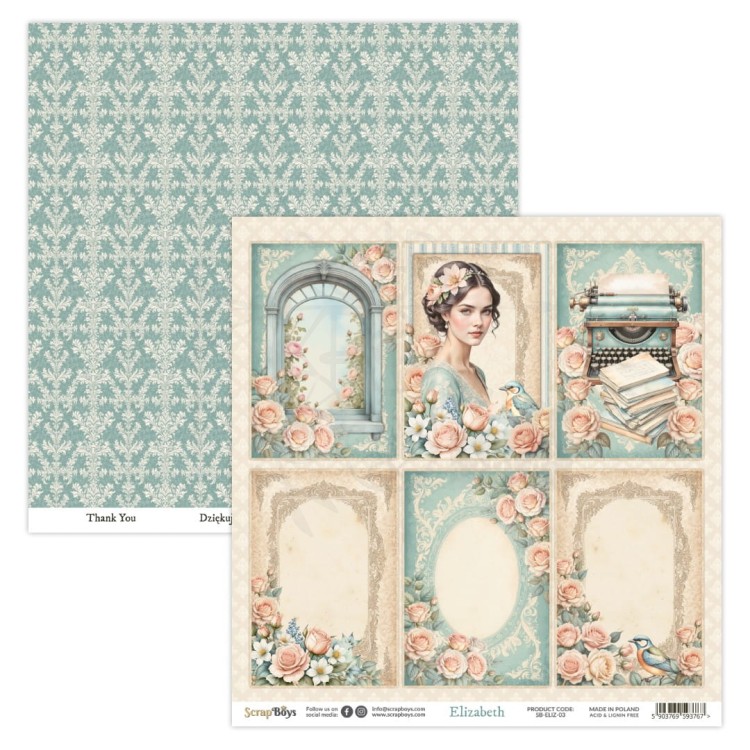 Papier do scrapbookingu 30x30 Elizabeth 03 ScrapBoys
