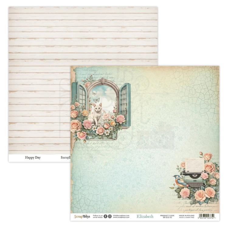 Papier do scrapbookingu 30x30 Elizabeth 02 ScrapBoys