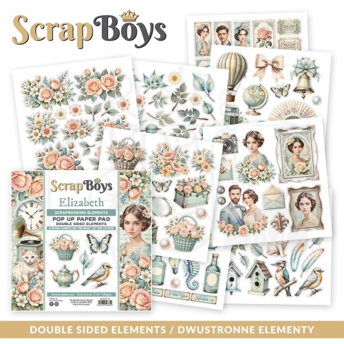 Zestaw papierów 15x15 z elementami do wycięcia Pop-up Elizabeth 11 ScrapBoys