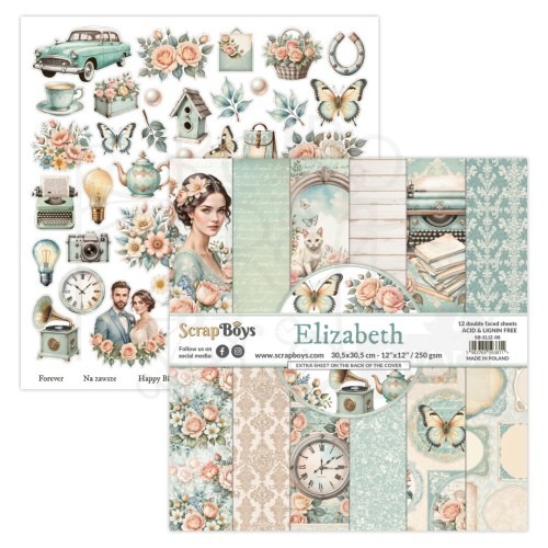 Zestaw papierów do scrapbookingu 30x30 Elizabeth 08 ScrapBoys