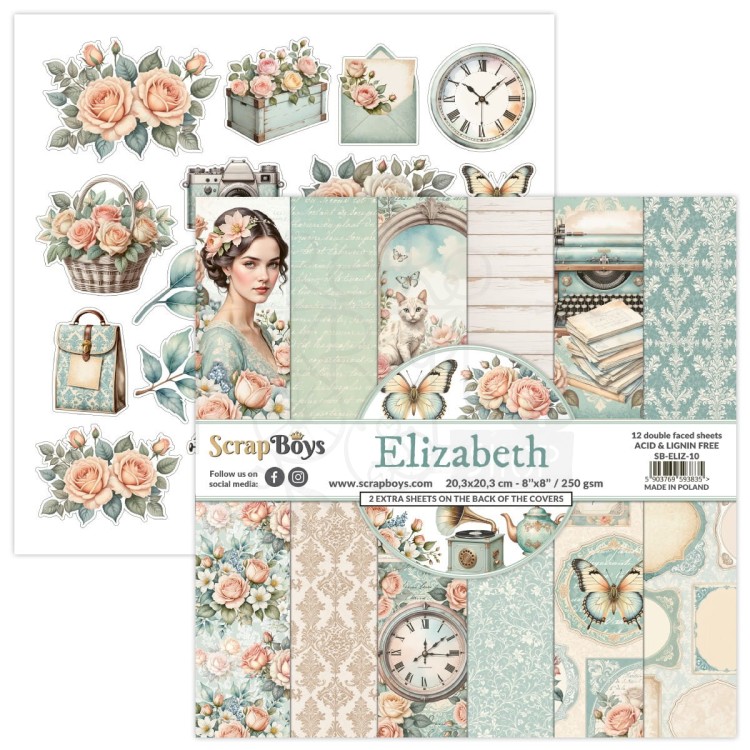 Zestaw papierów do scrapbookingu 20x20 Elizabeth 10 ScrapBoys