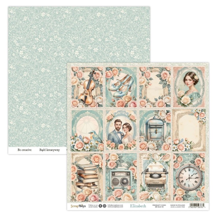 Zestaw papierów do scrapbookingu 20x20 Elizabeth 10 ScrapBoys