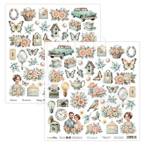 Papier 30x30 elementy do wycięcia Elizabeth 07 ScrapBoys
