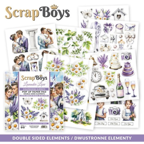 Zestaw papierów 15x15 z elementami do wycięcia Pop-up Lavender Love 11 ScrapBoys