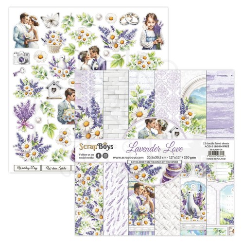 Zestaw papierów do scrapbookingu 30x30 Lavender Love 08 ScrapBoys