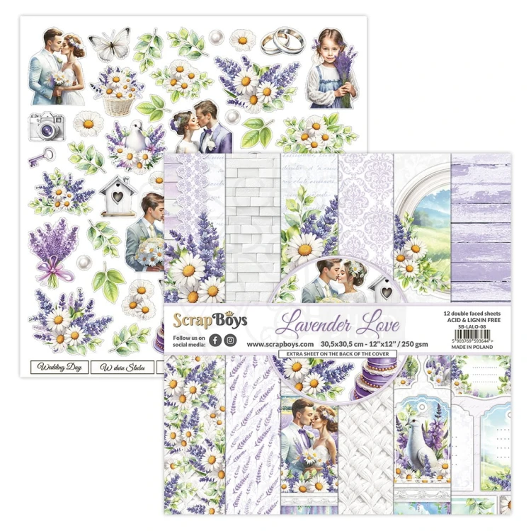 Zestaw papierów do scrapbookingu 30x30 Lavender Love 08 ScrapBoys