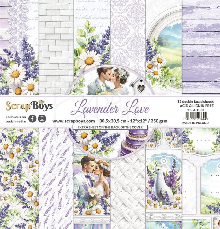 Zestaw papierów do scrapbookingu 30x30 Lavender Love 08 ScrapBoys