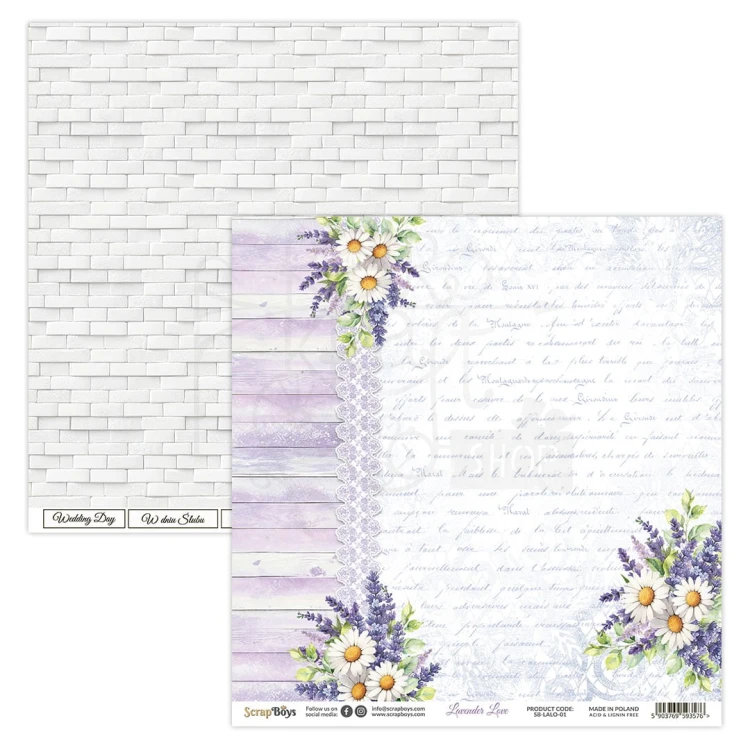 Zestaw papierów do scrapbookingu 30x30 Lavender Love 08 ScrapBoys