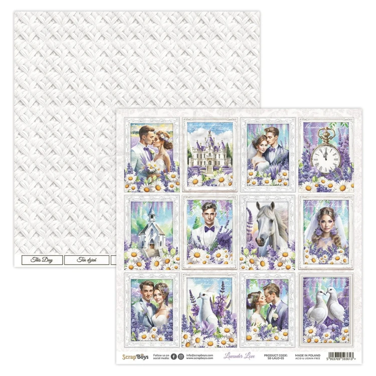 Zestaw papierów do scrapbookingu 30x30 Lavender Love 08 ScrapBoys