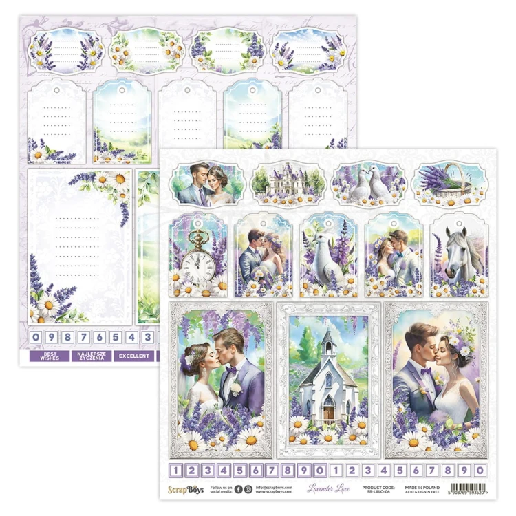 Zestaw papierów do scrapbookingu 30x30 Lavender Love 08 ScrapBoys