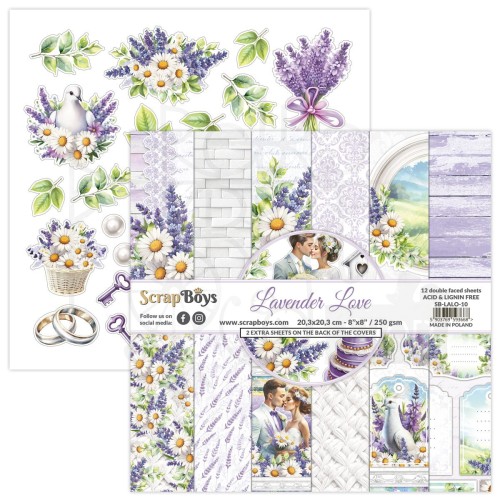 Zestaw papierów do scrapbookingu 20x20 Lavender Love 10 ScrapBoys