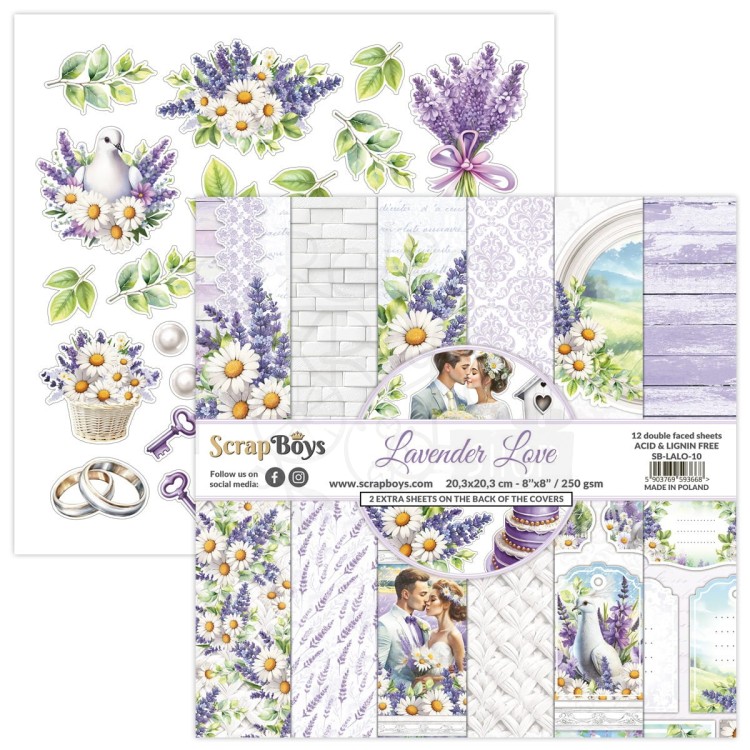 Zestaw papierów do scrapbookingu 20x20 Lavender Love 10 ScrapBoys