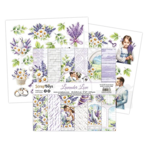 Zestaw papierów do scrapbookingu 20x20 Lavender Love 10 ScrapBoys