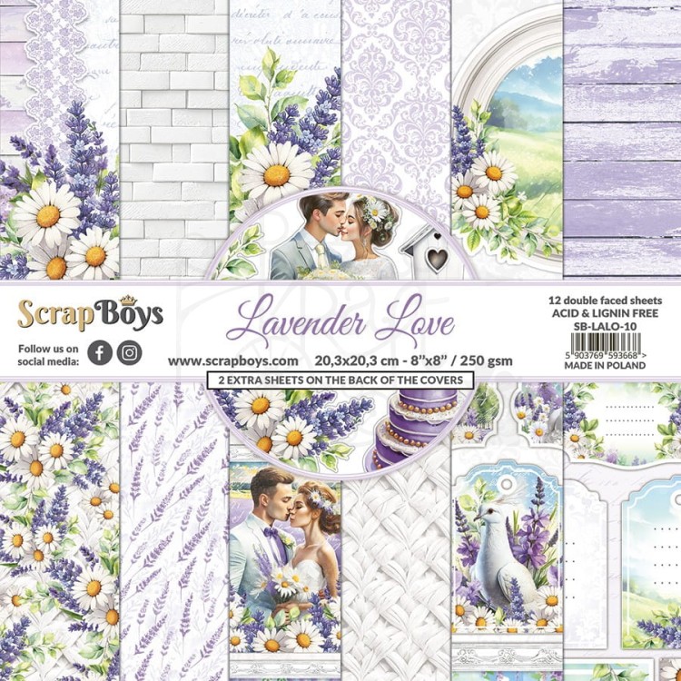 Zestaw papierów do scrapbookingu 20x20 Lavender Love 10 ScrapBoys