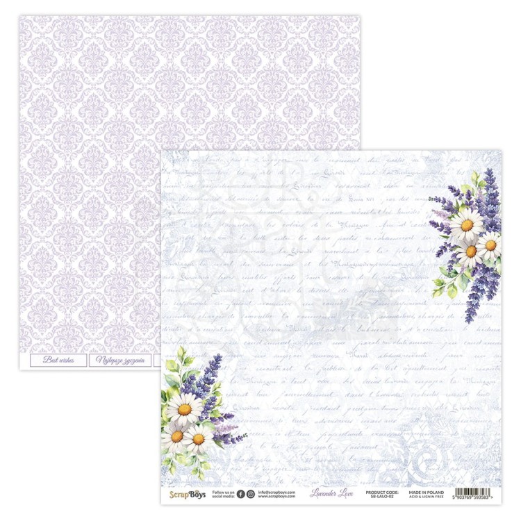 Zestaw papierów do scrapbookingu 20x20 Lavender Love 10 ScrapBoys
