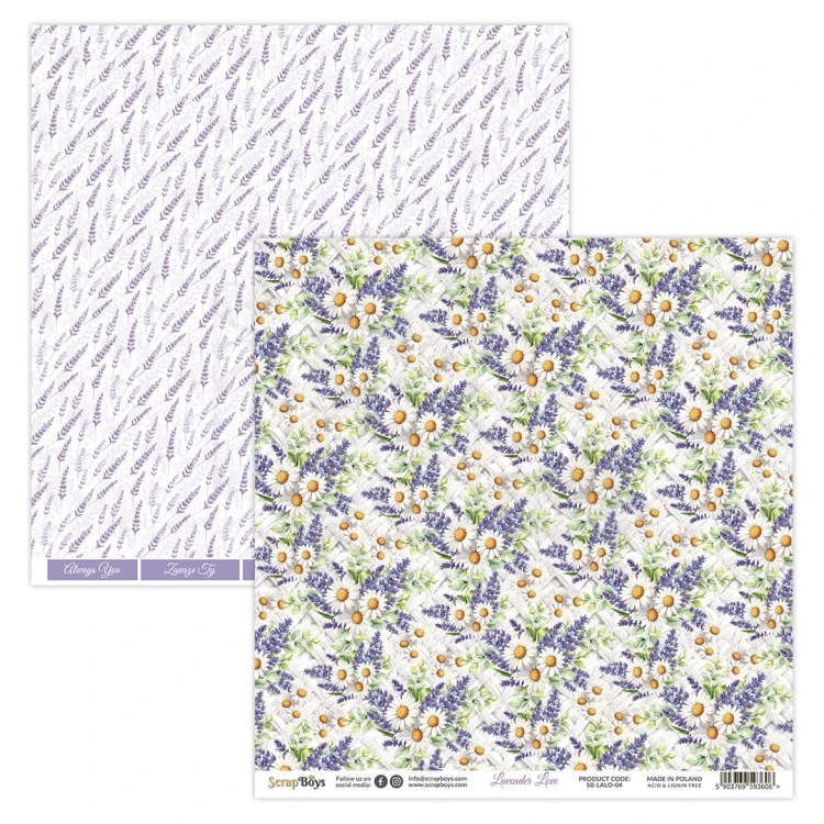 Zestaw papierów do scrapbookingu 20x20 Lavender Love 10 ScrapBoys