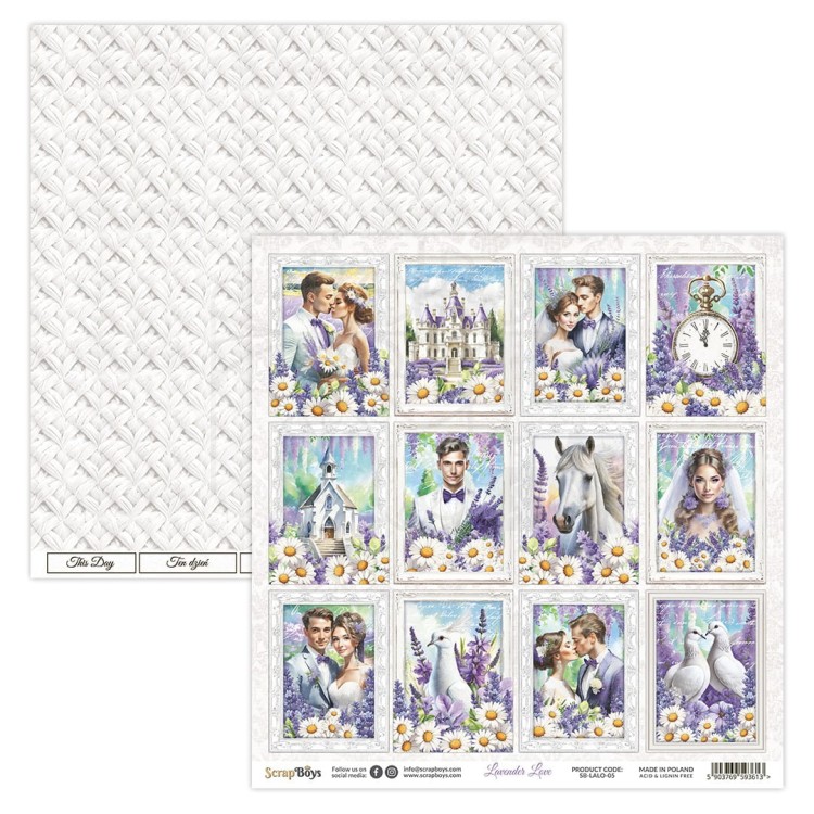 Papier do scrapbookingu 30x30 Lavender Love 05 ScrapBoys