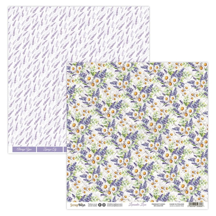 Papier do scrapbookingu 30x30 Lavender Love 04 ScrapBoys