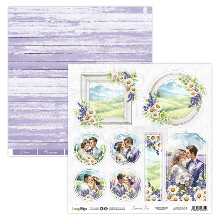 Papier do scrapbookingu 30x30 Lavender Love 03 ScrapBoys