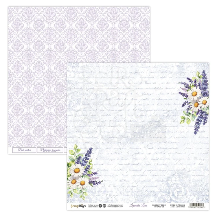 Papier do scrapbookingu 30x30 Lavender Love 02 ScrapBoys